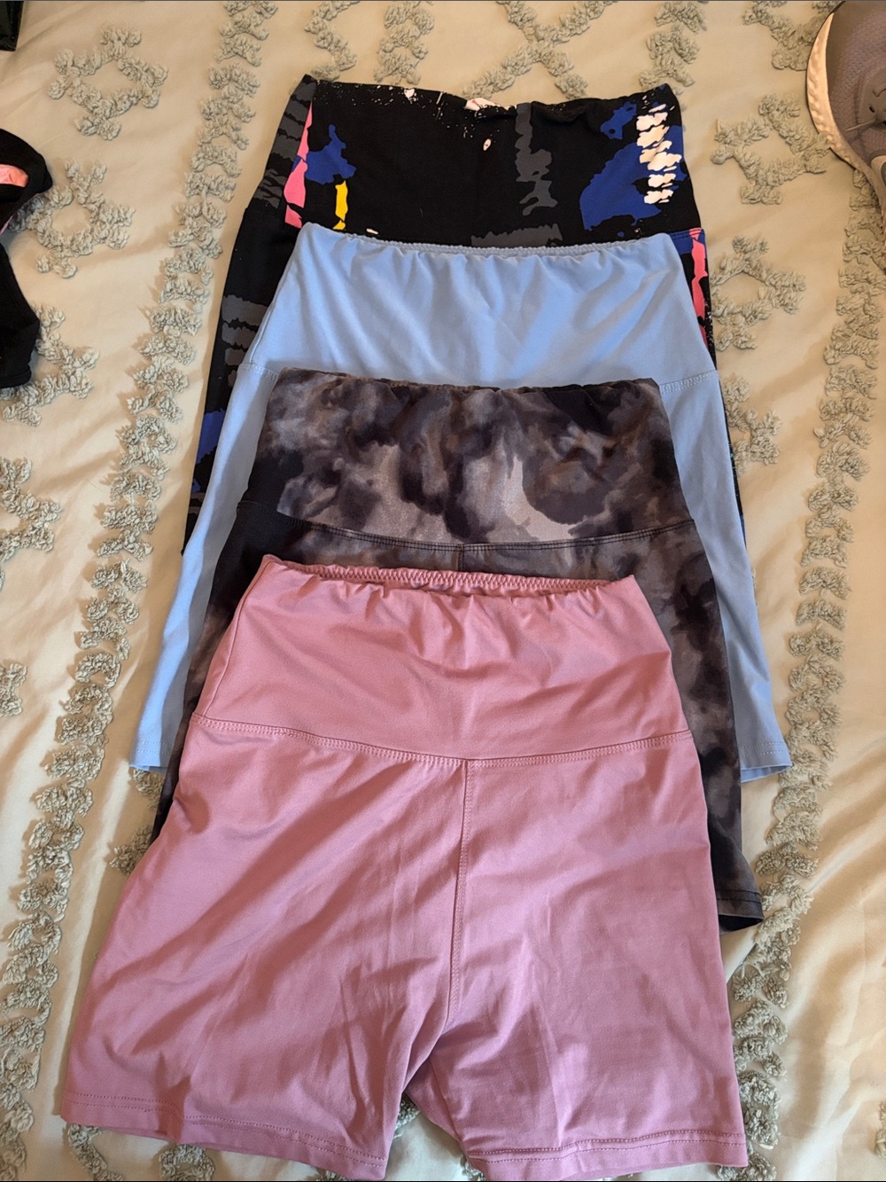 Amazon Women’s Bike Shorts - Pink, Light Blue, Black Tie-Dye & Multicolor Print